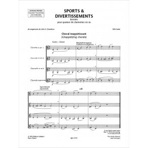Sports et Divertissements - Extraits : pour quatuor de clarinettes en si bémol - arrangement de John S. Davidson
